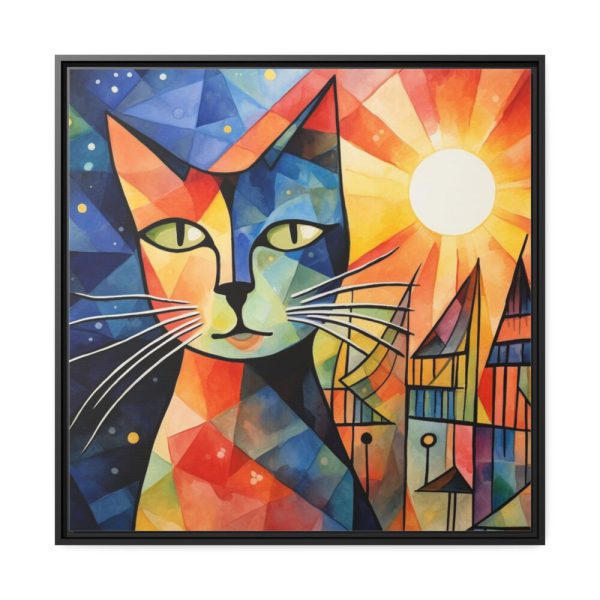 Cat Portrait Pop Art Framed Canvas