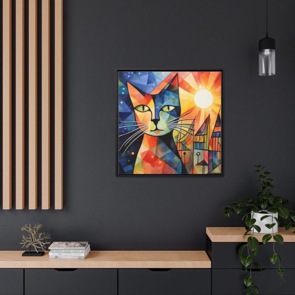 Cat Portrait Pop Art Framed Canvas