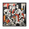 Abstract Crowd Contemporary Art Framed Canvas