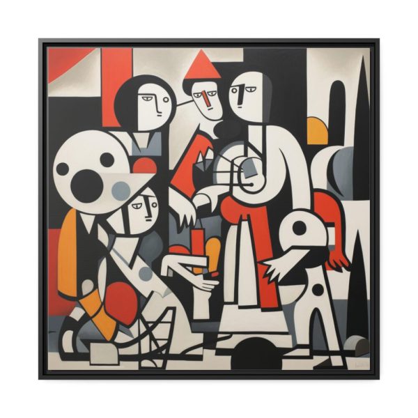 Abstract Crowd Contemporary Art Framed Canvas