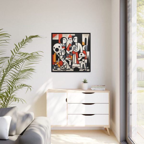 Abstract Crowd Contemporary Art Framed Canvas