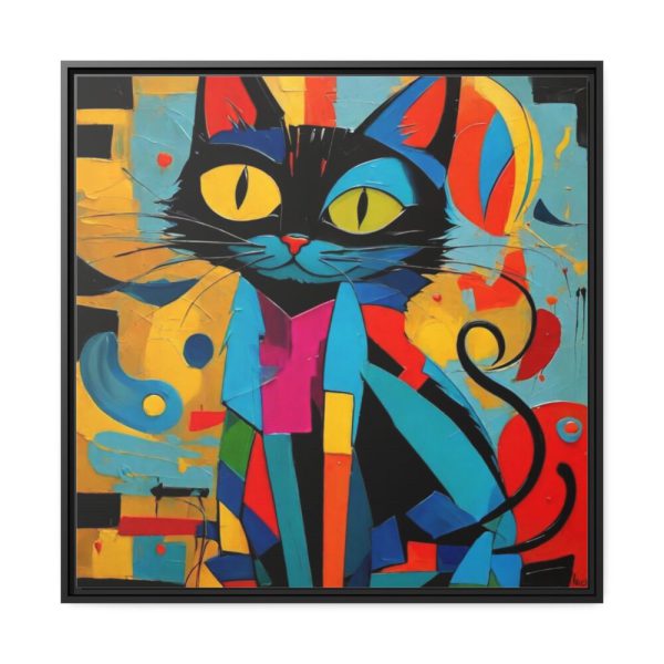 Cat Abstract Pop Art Print Framed Canvas