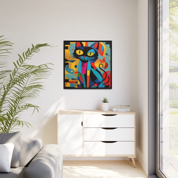 Cat Abstract Pop Art Print Framed Canvas