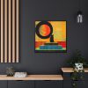 88302-294.jpg Black Cat Sitting on Squares Framed Canvas