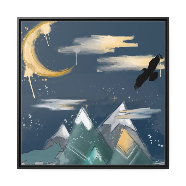 88302-301.jpg Mountains With a Silhouette Wolf Boho Style Framed Canvas