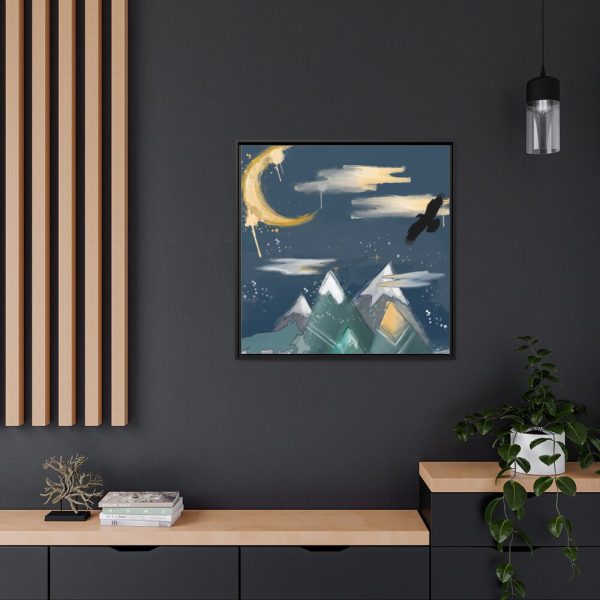 88302-304.jpg Mountains With a Silhouette Wolf Boho Style Framed Canvas