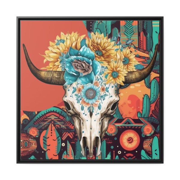 88302-306.jpg Boho Cow Skull Framed Canvas