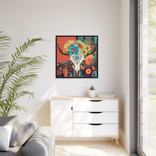 88302-308.jpg Boho Cow Skull Framed Canvas