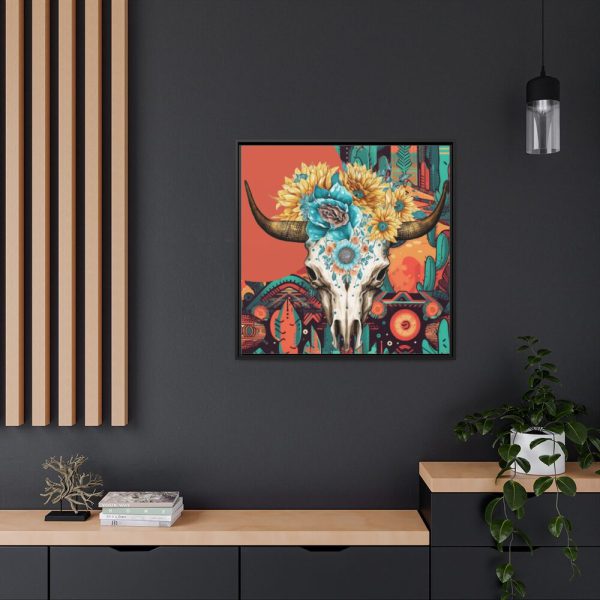 88302-309.jpg Boho Cow Skull Framed Canvas