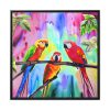 Three Red Parrot Tropical Birds Framed Canvas