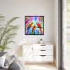 Three Red Parrot Tropical Birds Framed Canvas