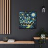 88302-4.jpg Whimsical and Vibrant Nighttime Landscape Framed Canvas