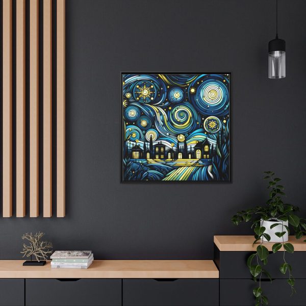 88302-4.jpg Whimsical and Vibrant Nighttime Landscape Framed Canvas