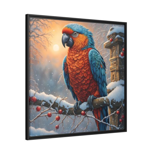 88302-40.jpg Parrot On A Snowy Branch Framed Canvas