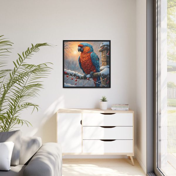 88302-43.jpg Parrot On A Snowy Branch Framed Canvas