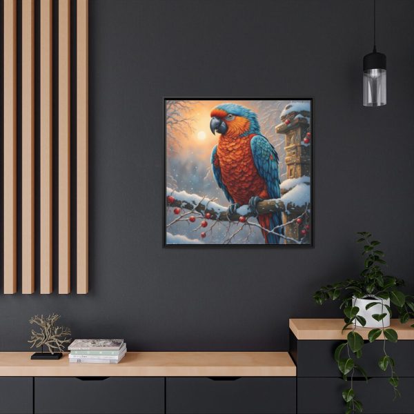 88302-44.jpg Parrot On A Snowy Branch Framed Canvas