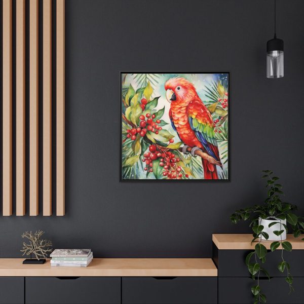 88302-49.jpg Branch Surrounded by Pine and Holly Berry Framed Canvas