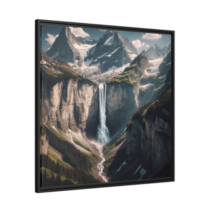Grand Mountain Waterfall Framed Canvas