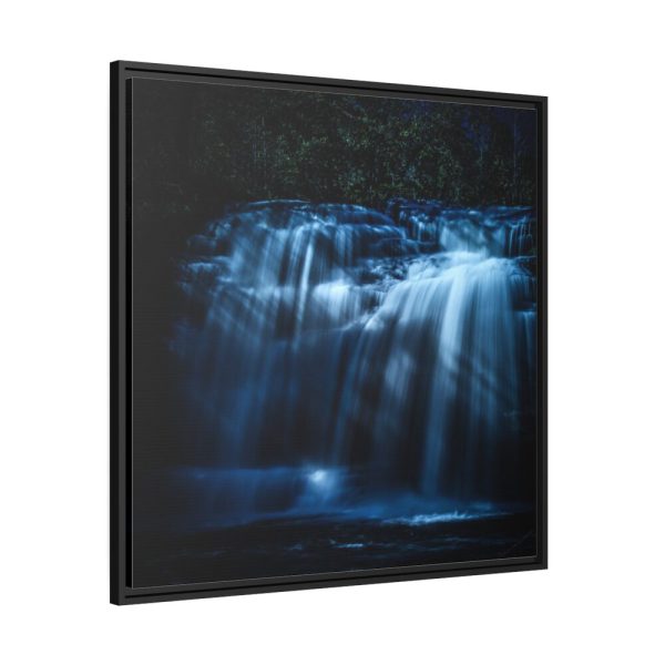 Waterfall at Night Framed Canvas