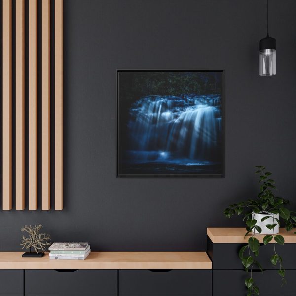 Waterfall at Night Framed Canvas