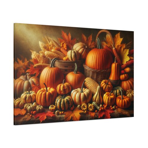 91638-110.jpg Assortment of Pumpkins, Gourds, and Autumn Leaves Standard Canvas