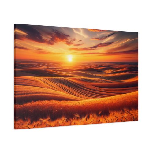 91638-125.jpg Golden Fields at Sunset With the Horizon Ablaze in Warm Colors Standard Canvas