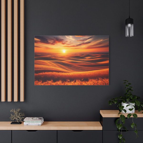 91638-128.jpg Golden Fields at Sunset With the Horizon Ablaze in Warm Colors Standard Canvas