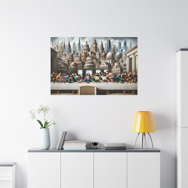 Modern Adaptation of Leonardo da Vinci's 'The Last Supper' With Iconic Architectural Wonders Standard Canvas