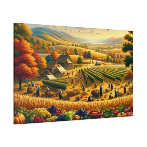Traditional Harvest Scene Capturing the Essence of Pastoral Landscapes Standard Canvas