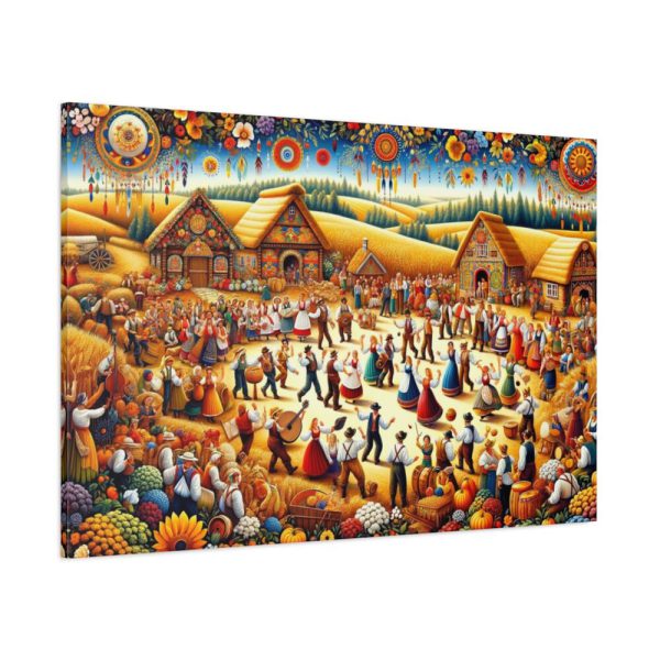 Spirit of Folk Art, Featuring a Harvest Festival Scene Standard Canvas