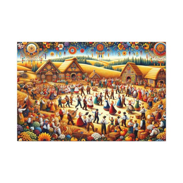 Spirit of Folk Art, Featuring a Harvest Festival Scene Standard Canvas