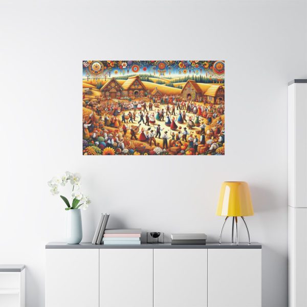 Spirit of Folk Art, Featuring a Harvest Festival Scene Standard Canvas