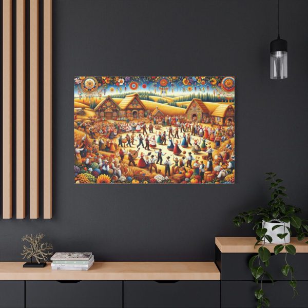 Spirit of Folk Art, Featuring a Harvest Festival Scene Standard Canvas