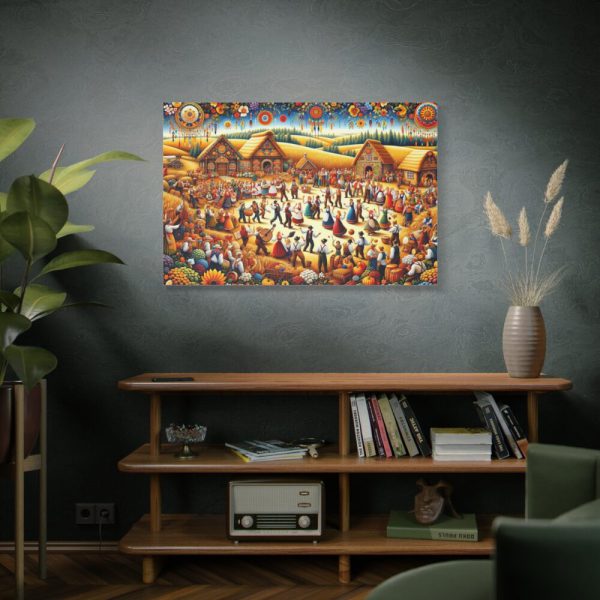 Spirit of Folk Art, Featuring a Harvest Festival Scene Standard Canvas