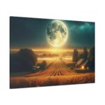 Harvest Moon Illuminating a Bountiful Harvest Field Standard Canvas