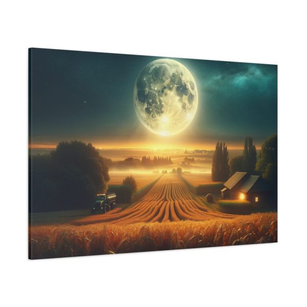 Harvest Moon Illuminating a Bountiful Harvest Field Standard Canvas