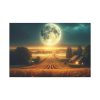 Harvest Moon Illuminating a Bountiful Harvest Field Standard Canvas