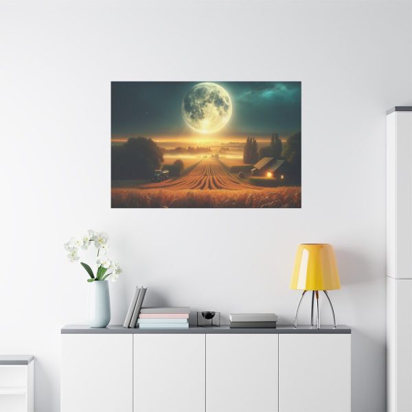 Harvest Moon Illuminating a Bountiful Harvest Field Standard Canvas