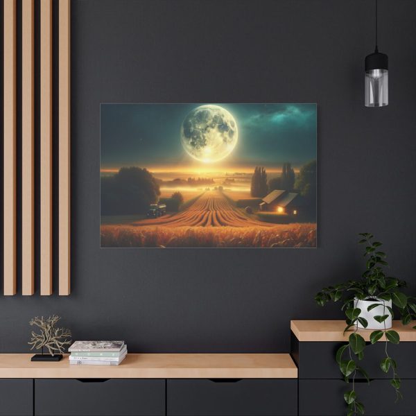 Harvest Moon Illuminating a Bountiful Harvest Field Standard Canvas
