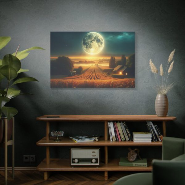 Harvest Moon Illuminating a Bountiful Harvest Field Standard Canvas