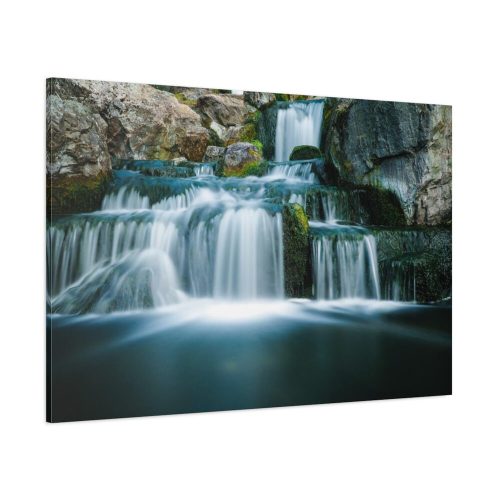 Waterfall Tumbling Down From Rocks Standard Canvas
