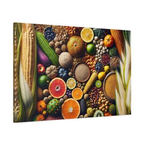 91638-270.jpg Macro Image Showcasing Detail of Fruits Grains and Vegetables Standars Canvas