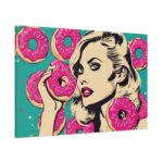 Pop Art Woman With Pink Donuts Standard Canvas