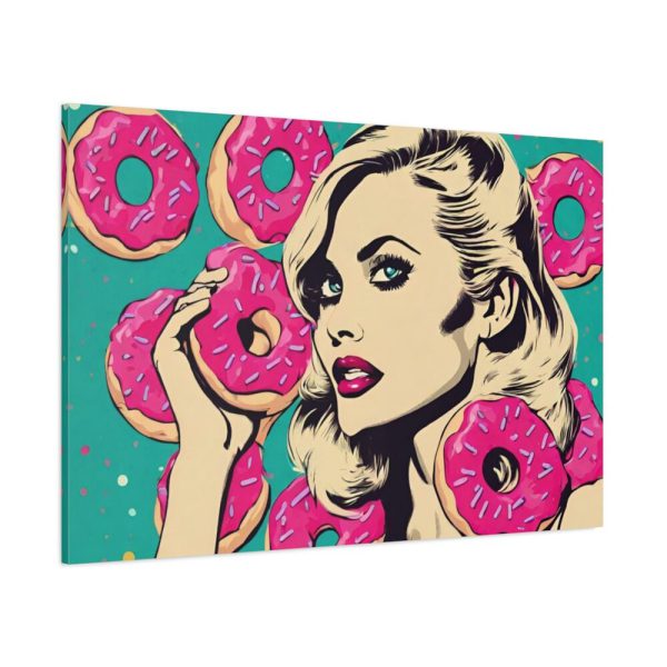 91638-476.jpg Pop Art Woman With Pink Donuts Standard Canvas