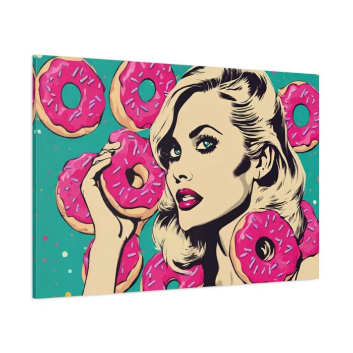 Pop Art Woman With Pink Donuts Standard Canvas - Image 1