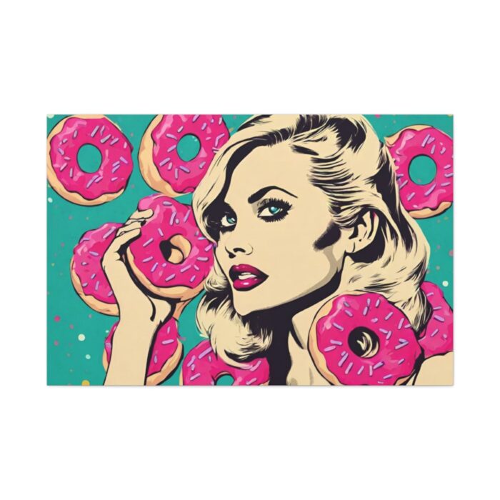 Pop Art Woman With Pink Donuts Standard Canvas - Image 2