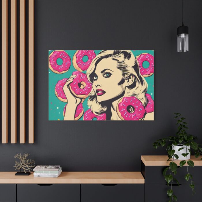 Pop Art Woman With Pink Donuts Standard Canvas - Image 4