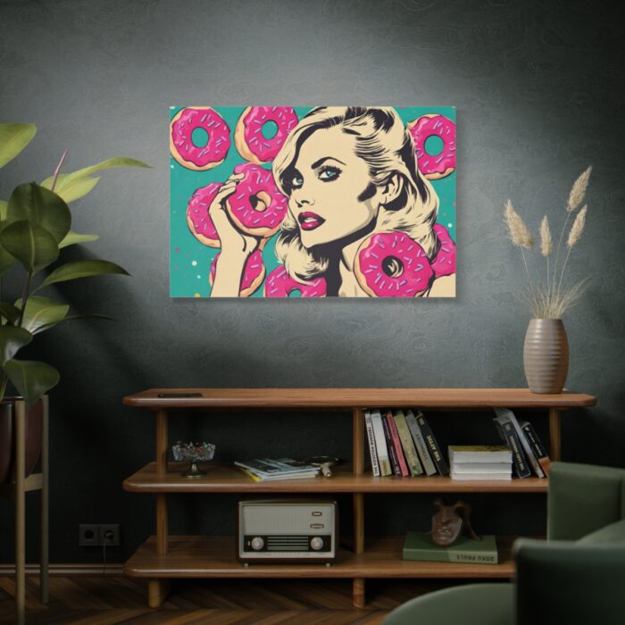 Pop Art Woman With Pink Donuts Standard Canvas - Image 5