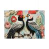 Textured Illustration of Two Tropical Birds Poster