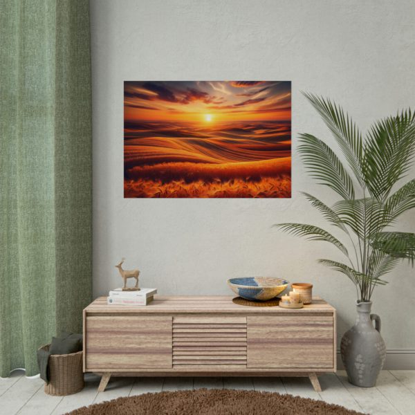 92408-148.jpg Golden Fields at Sunset With the Horizon Ablaze in Warm Colors Poster
